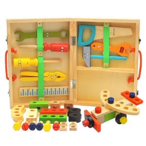 Montessori Learning with Toys, Wooden Toy Toolbox Set